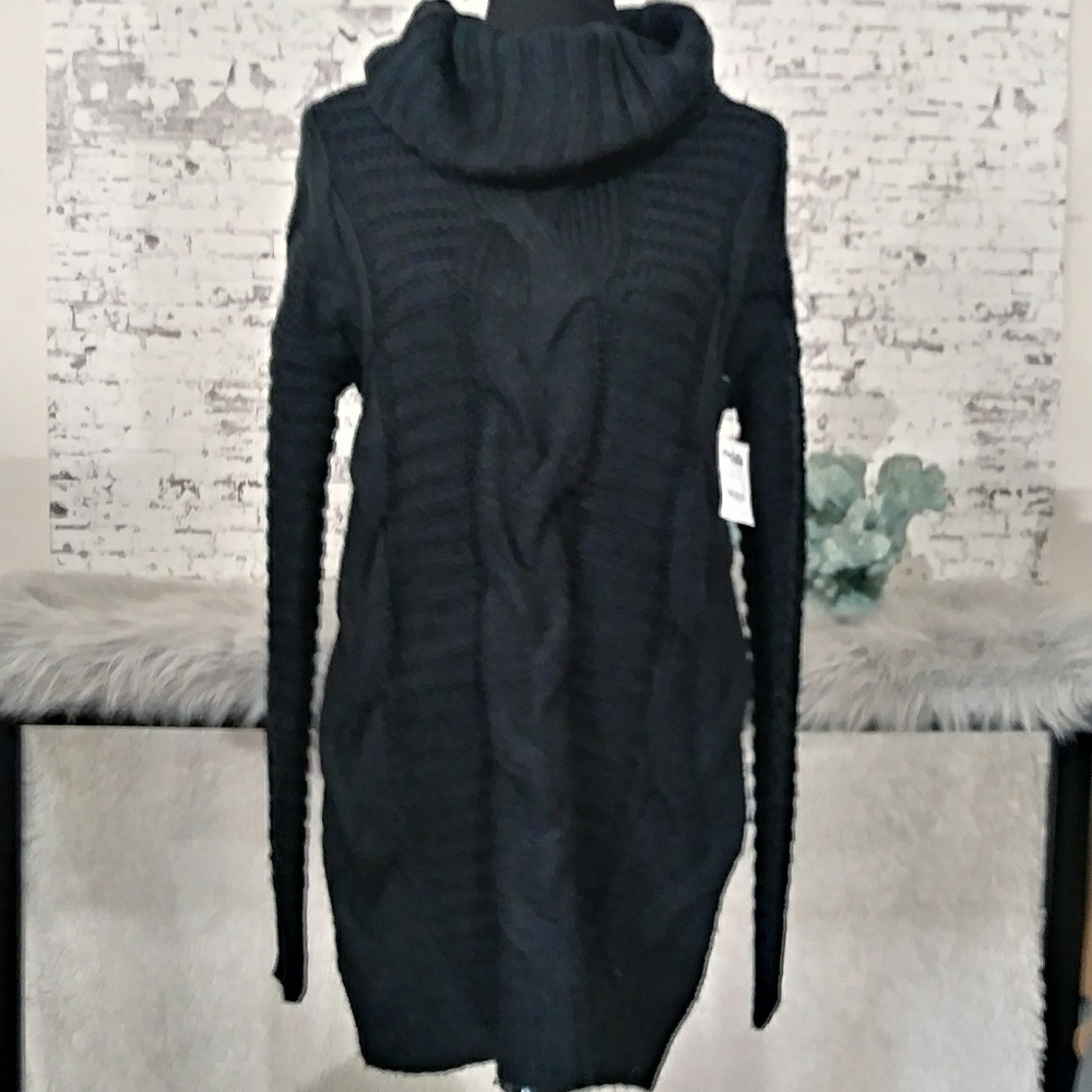 Long knit turtleneck sweater